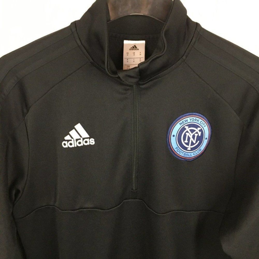 Adidas Pullover M Men Black New York City Football Club Long Sleeves Quarter Zip - Picture 3 of 9